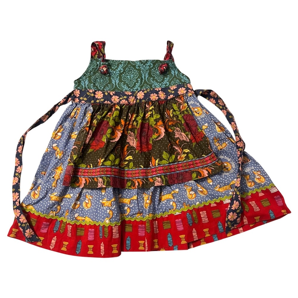 Matilda Jane Size 4 Paint By Numbers Apron Dress Fox Girls Knot Dress